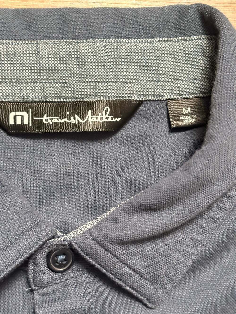 TravisMathew Mens Medium Blue Gray Pima Cotton Colorblock Golf Polo Shirt - Picture 8 of 11